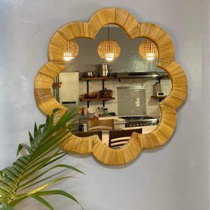 Flower Rattan Wall Mirror