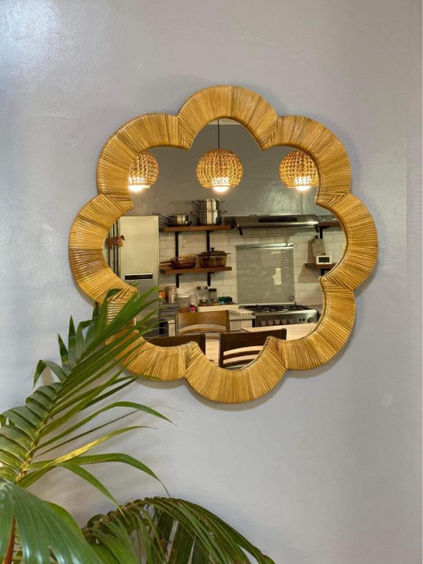 Flower Rattan Wall Mirror