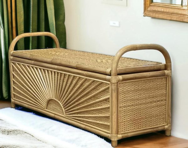 Custom Made Rattan Storage Bench - Image 2