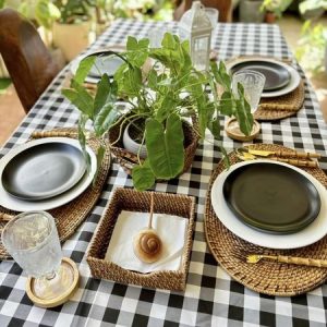 Black & White Plaid Table Cloth