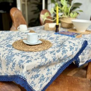 Floral Linen Tablecloth