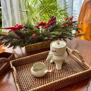 RATTAN RECTANGULAR TRAY WITH HANDLE