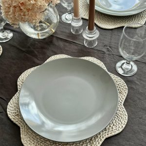 GRAY PLATE W/ WHITE RIM