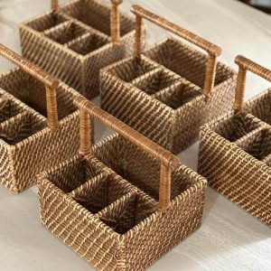 RATTAN CUTLERY CADDY