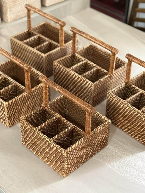 RATTAN CUTLERY CADDY