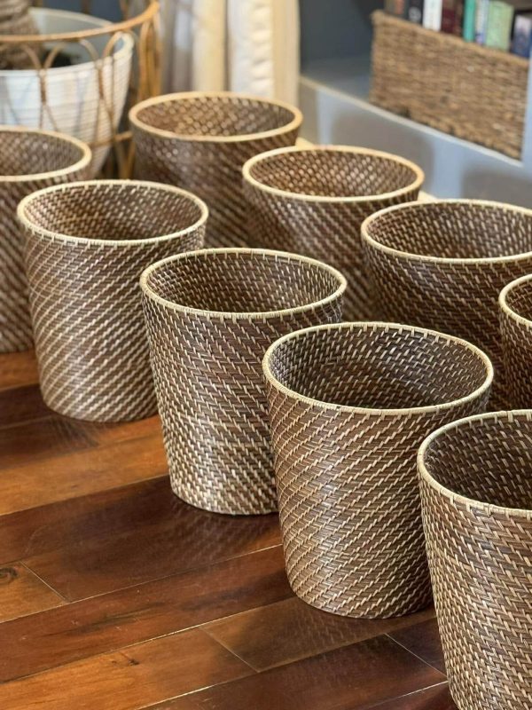 RATTAN TRASH BASKET