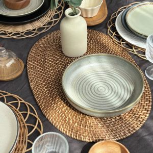 GREEN SWIRL PORCELAIN COUPE PLATE