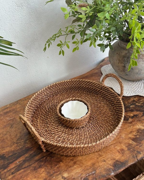 RATTAN CHIP & DIP SERVING
