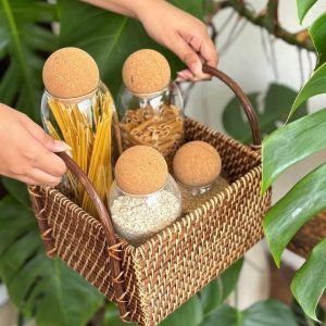 SQUARE RATTAN BASKET WITH HANDLE