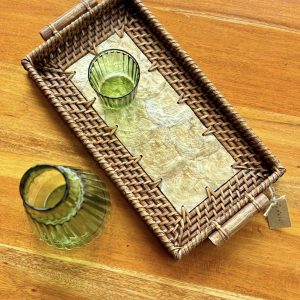RATTAN VANITY TRAY W/ CAPIZ